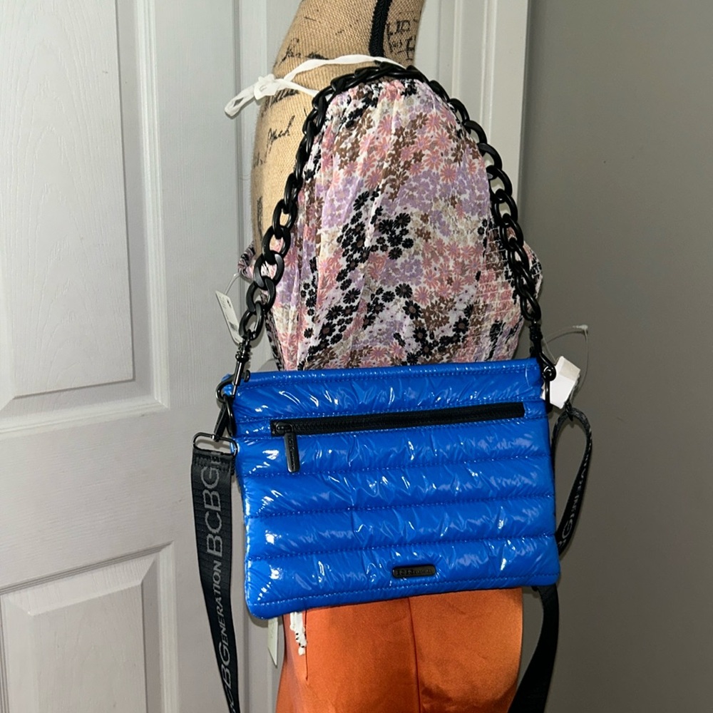 BCBGeneration Two-in-One electric blue quilted crossbody and/or shoulder bag